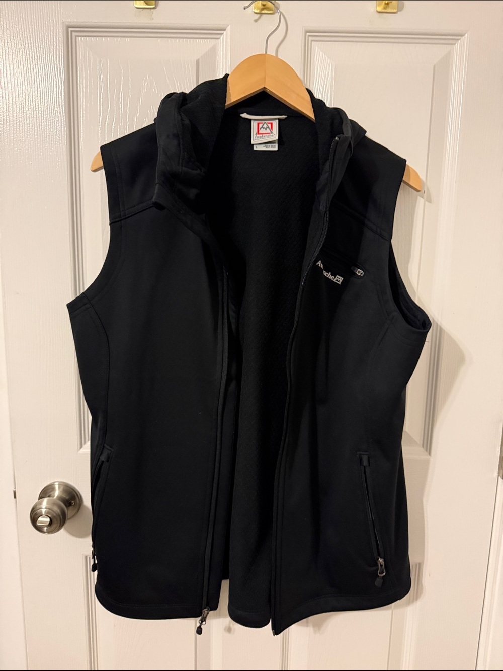 Avalanche Black Hooded Softshell Vest with Zipper Pockets